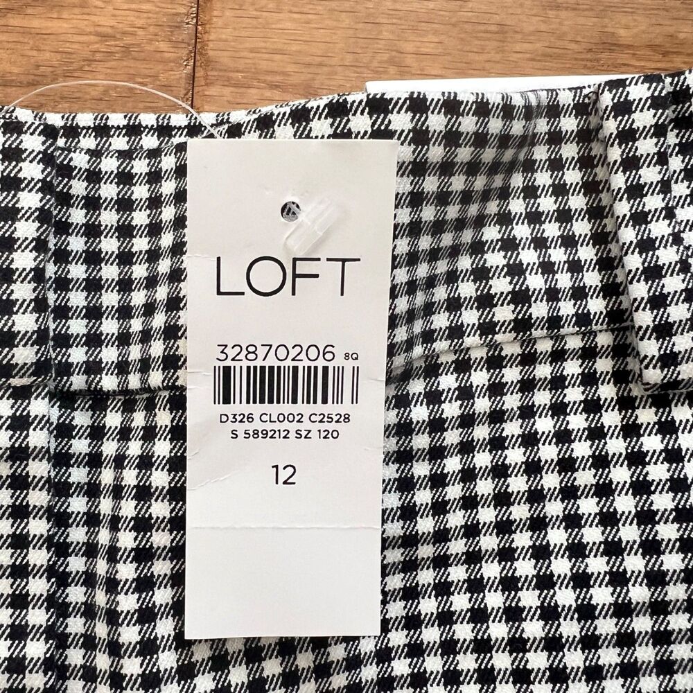 NWT Loft The Riviera Slim Pants Size 12 Curvy Black/White Houndstooth - Picture 3 of 12